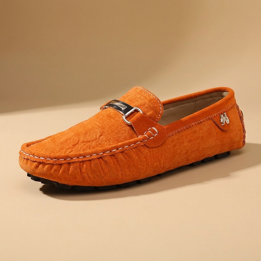 Black slip-on round-toe loafers