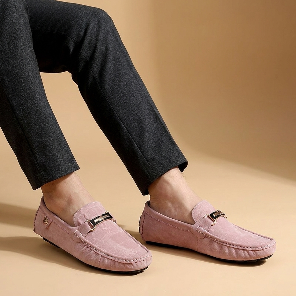 Arden Leather Low-Heel Loafers — pink