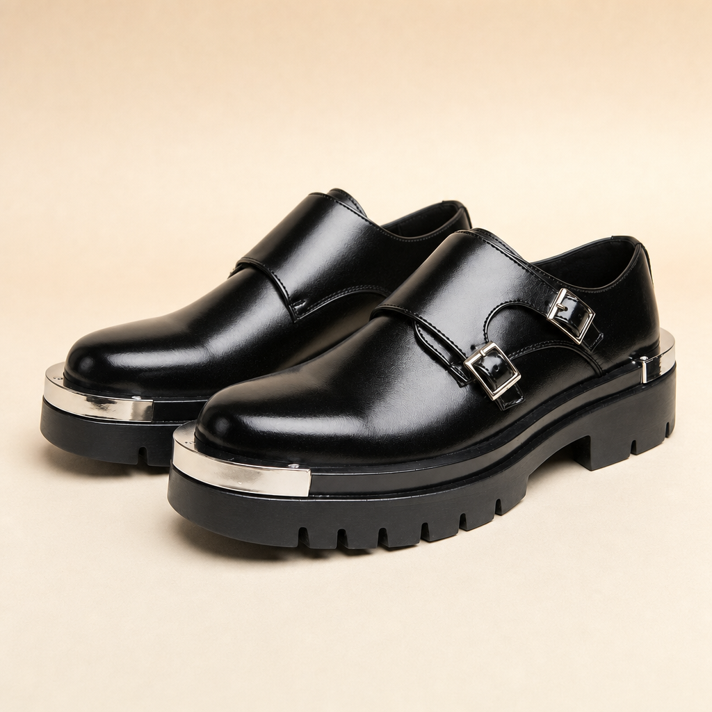 Black round-toe men's loafers
