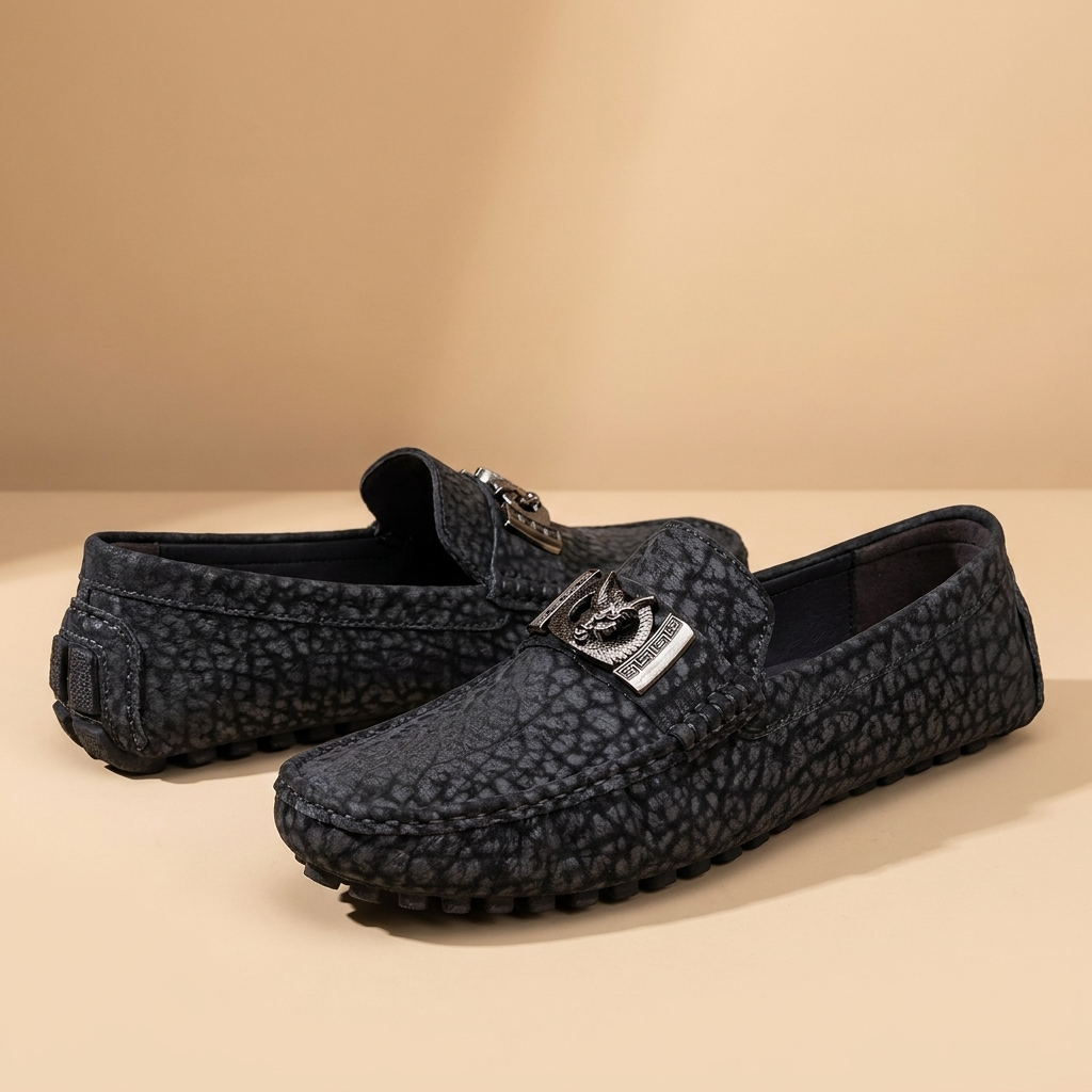 Casual white slip-on leather loafers