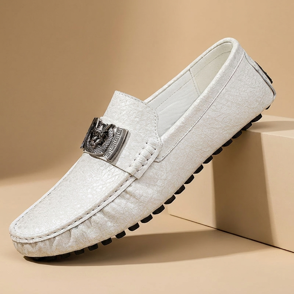 Ashlow Leather Driving Loafers — White