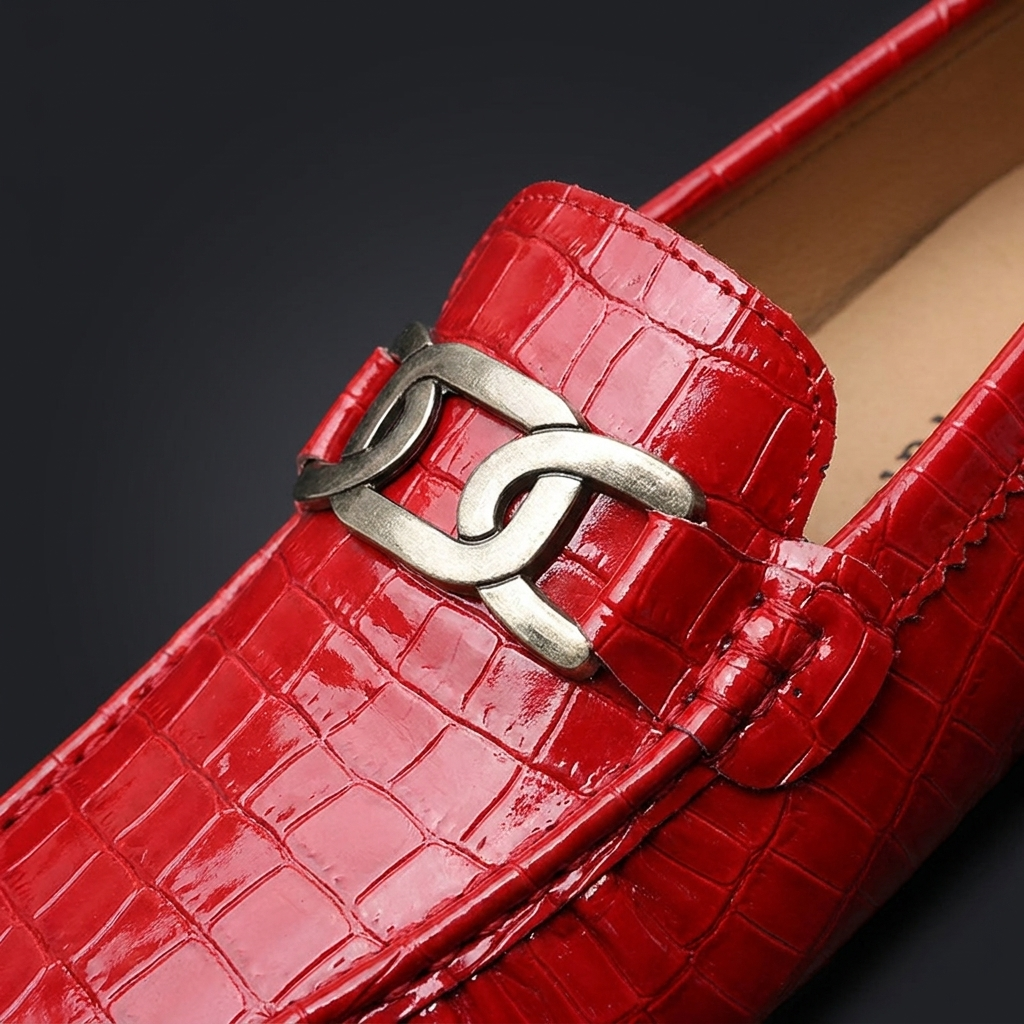 Atlas Leather Slip-On Loafers — Red