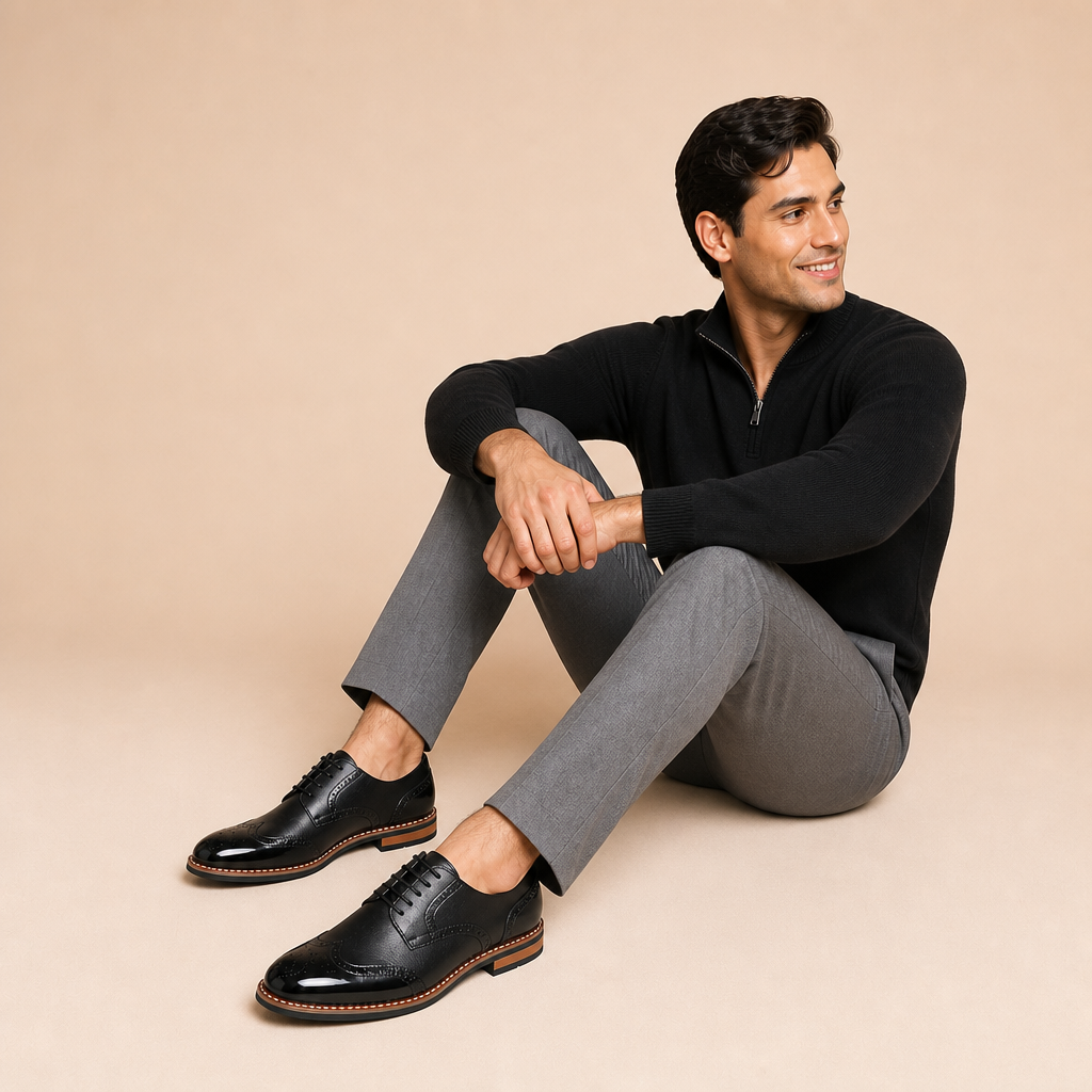 Bramwell Men's Leather Dress Shoes — Black