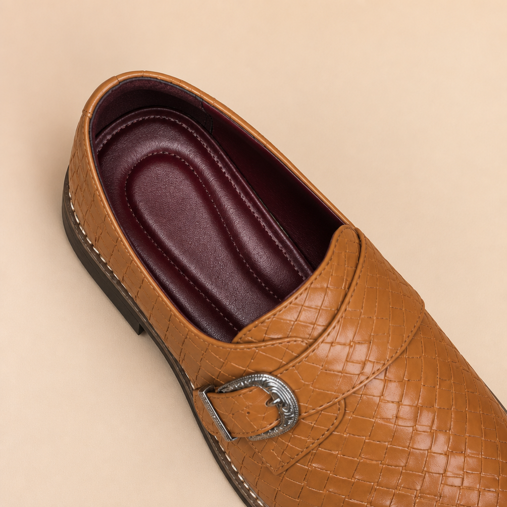 Black leather loafers with pointed toe