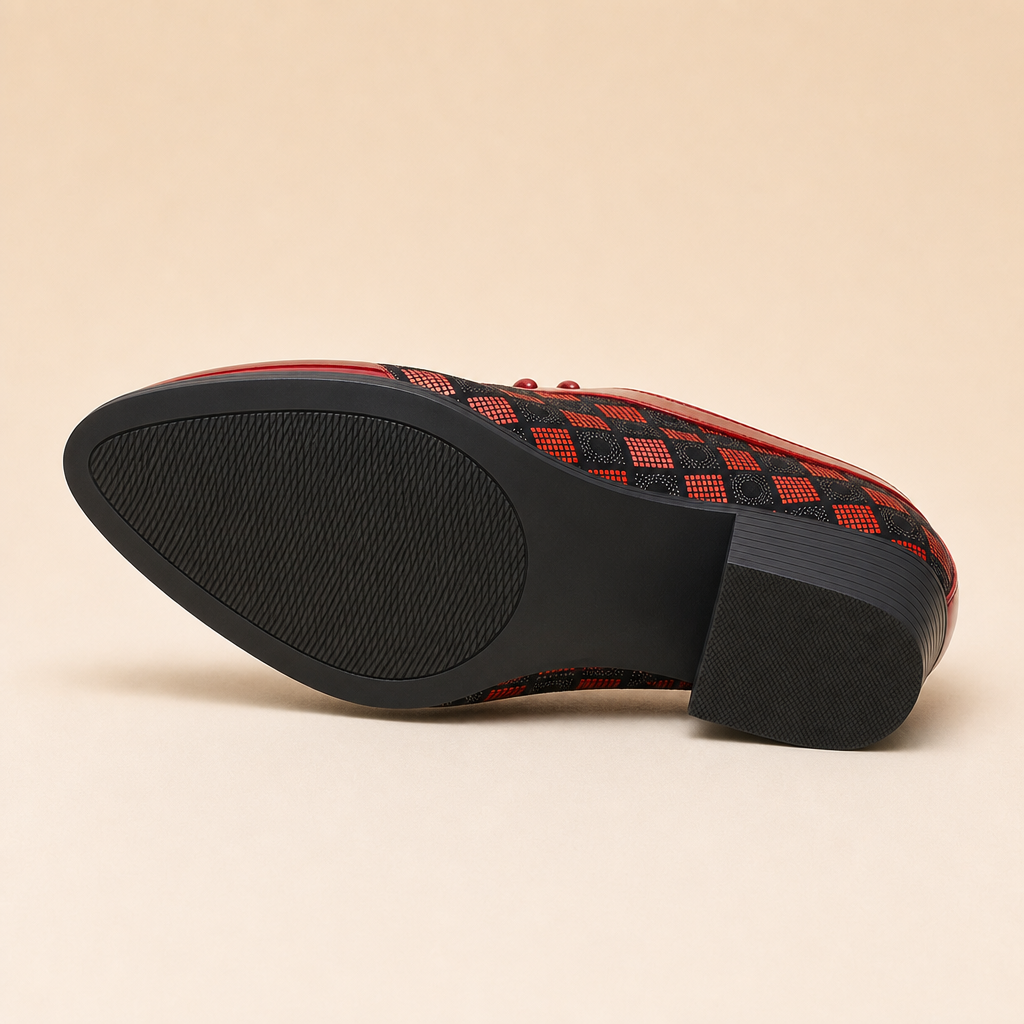 Grayson Leather Pointed-Toe Shoes — Red