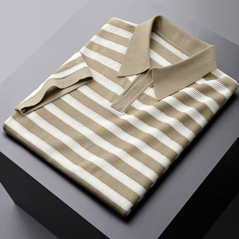 Harlow Striped Viscose Polo Shirt
