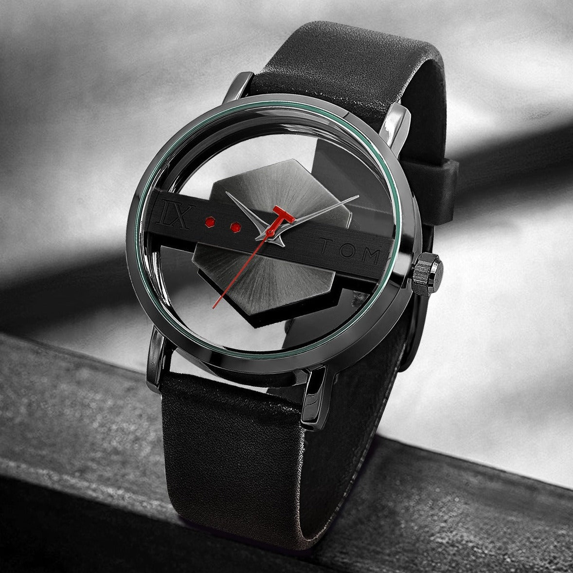 Ashford Leather Hexagon Dial Dress Watch