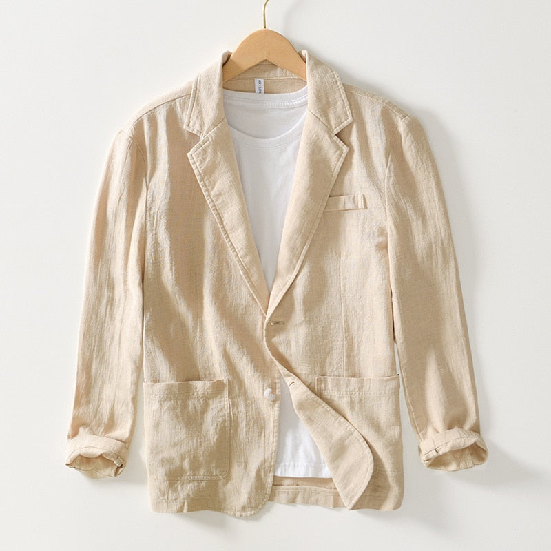 Cavendish Linen Notched-Lapel Blazer
