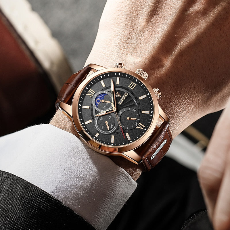 Ashton Leather Band Quartz Watch
