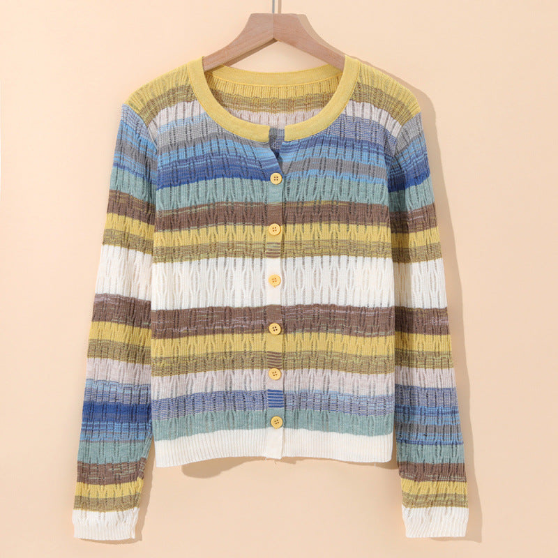 Sorento Striped Cotton Knit Cardigan