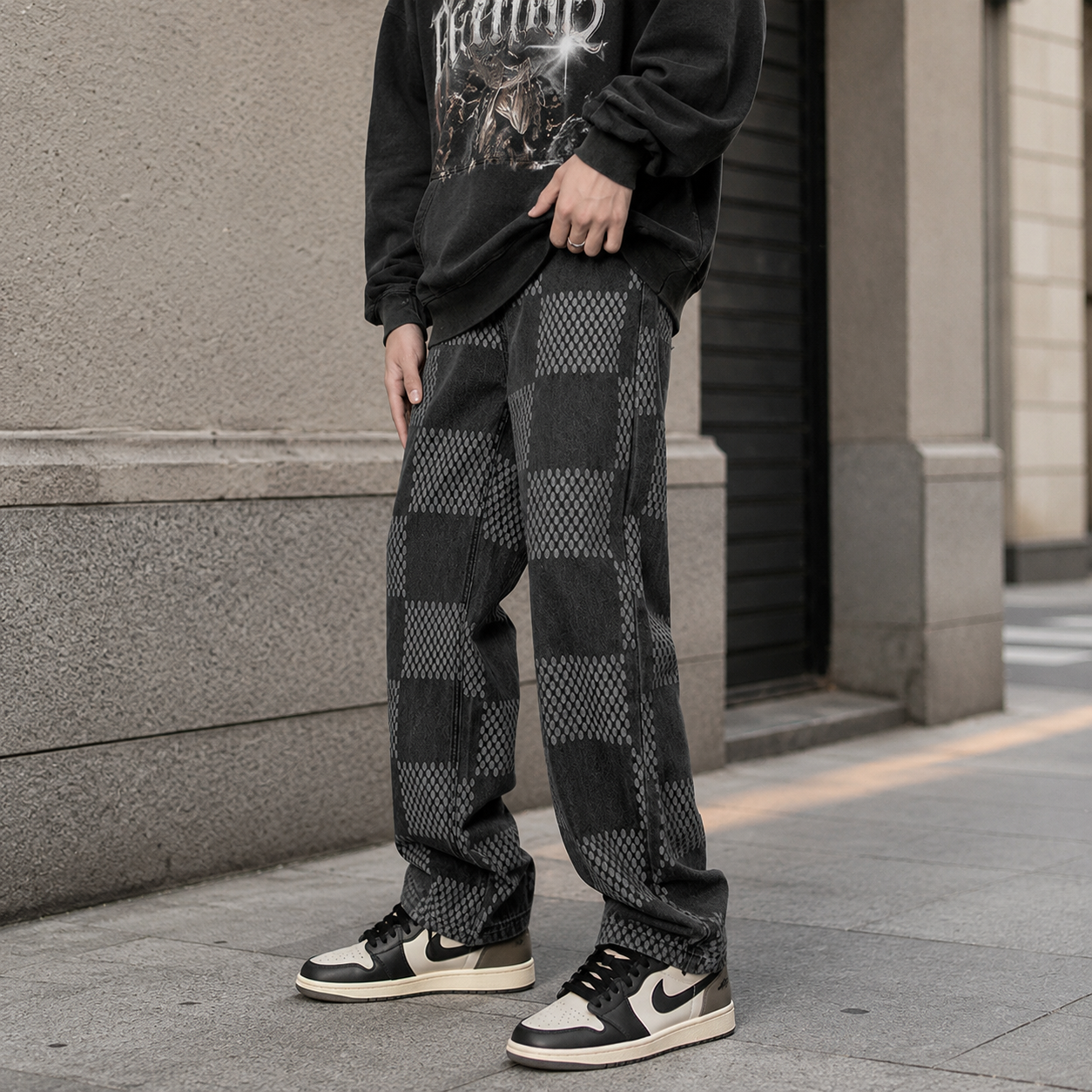 Veston Checkered Straight-Leg Pants