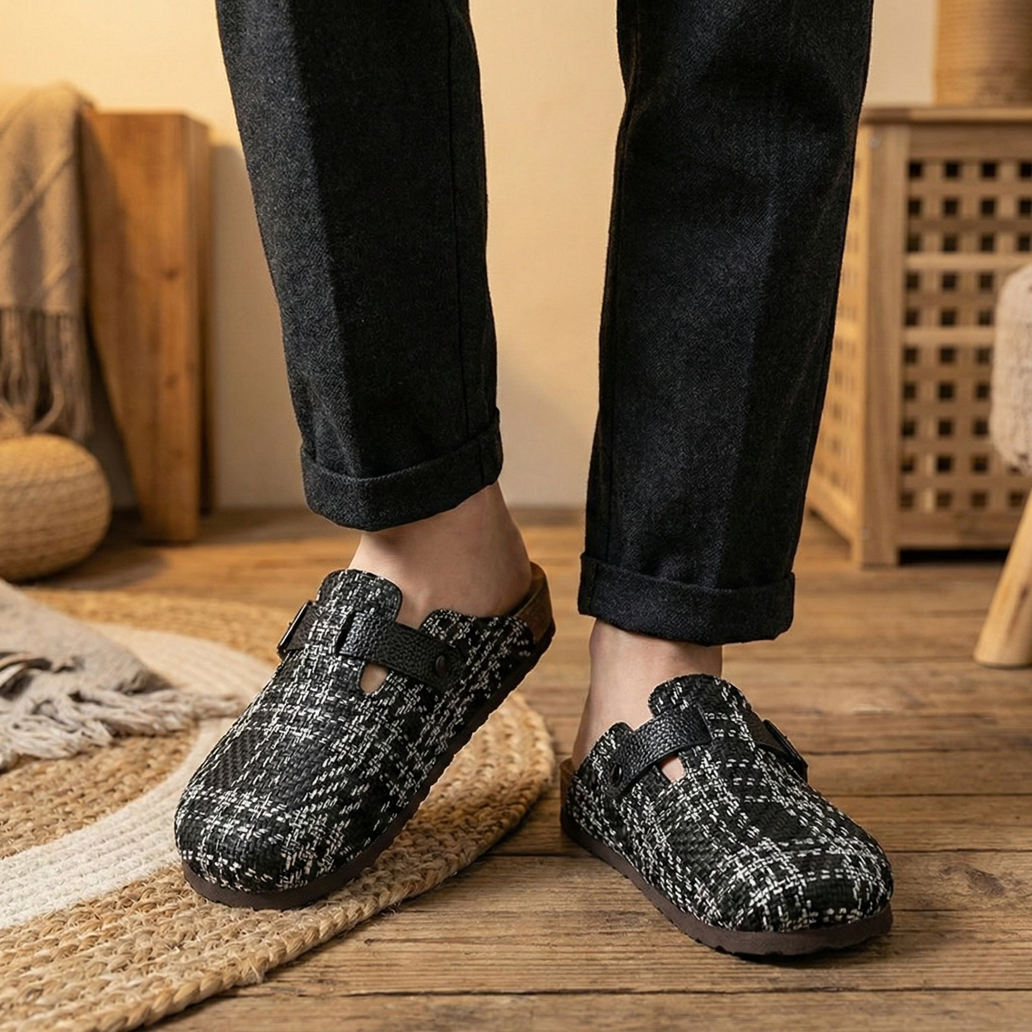 Hudson Canvas Cork Footbed Clogs