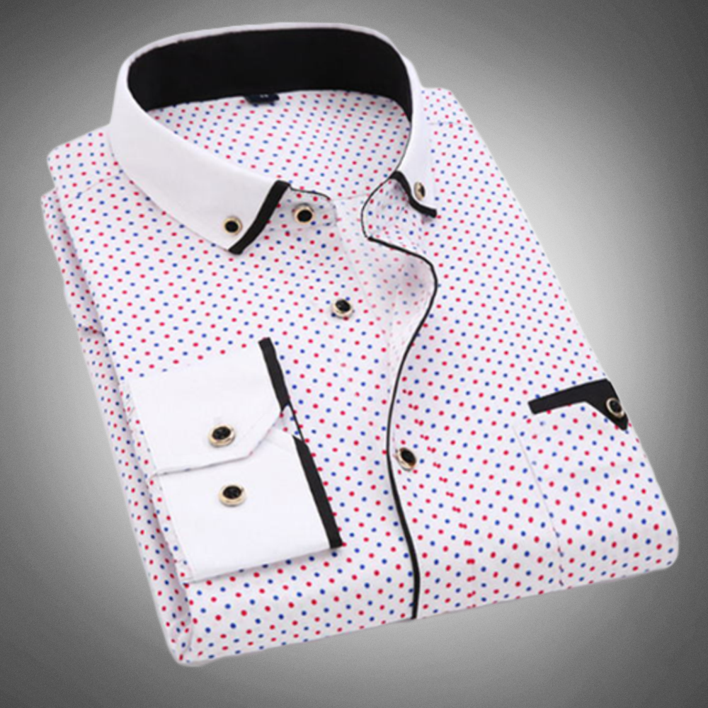 Stratford Slim Fit Cotton Dotted Dress Shirt