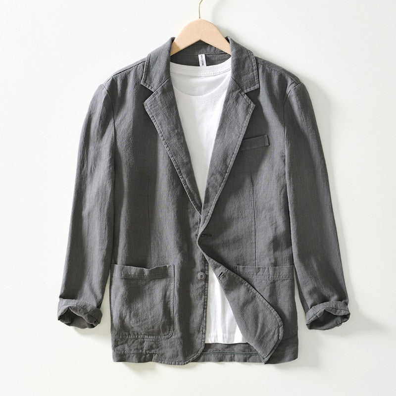 Cavendish Linen Notched-Lapel Blazer