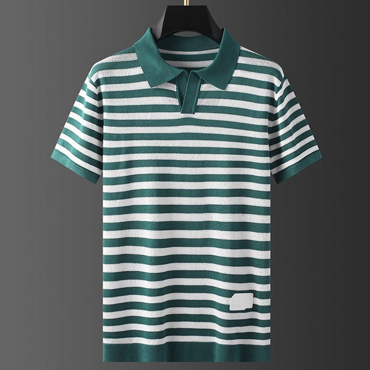 Harlow Striped Viscose Polo Shirt