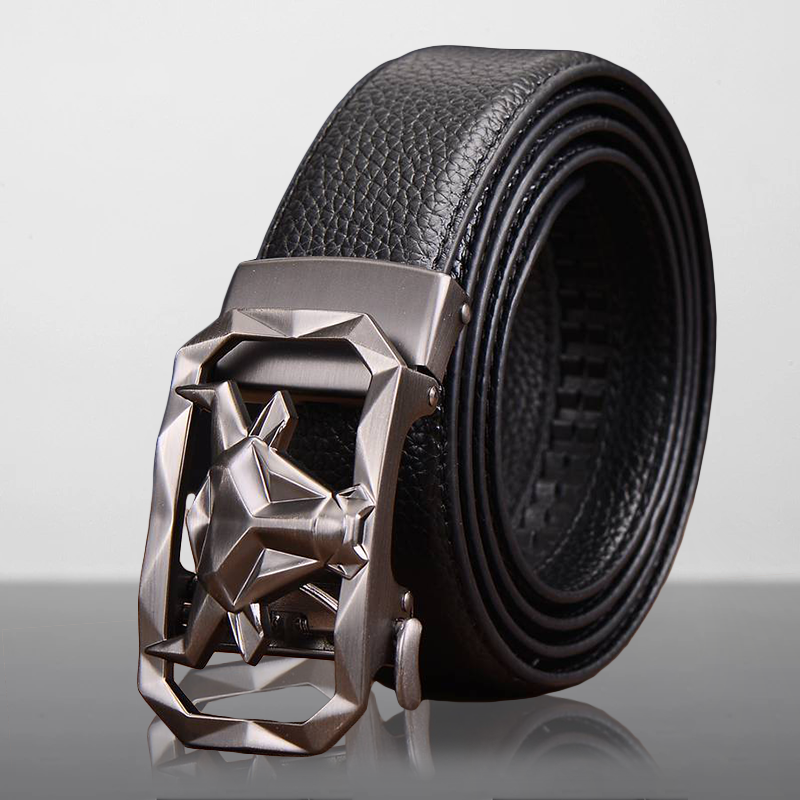 Vanguard Split Leather Belt With Bull Buckle