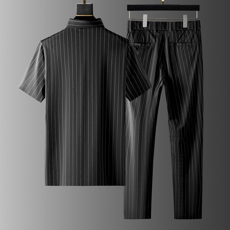 Valero Striped Short-Sleeve Shirt And Straight Trousers Set