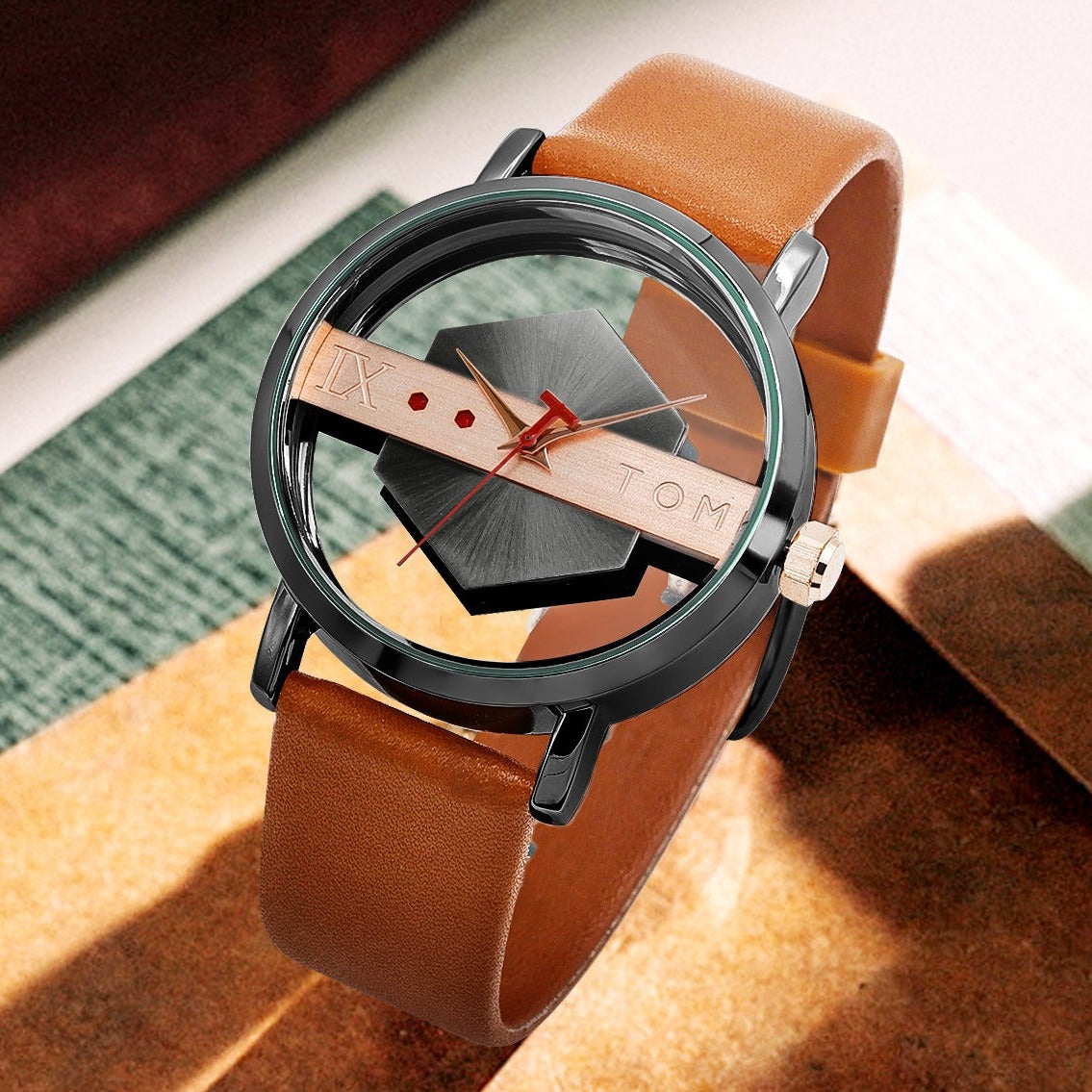 Ashford Leather Hexagon Dial Dress Watch