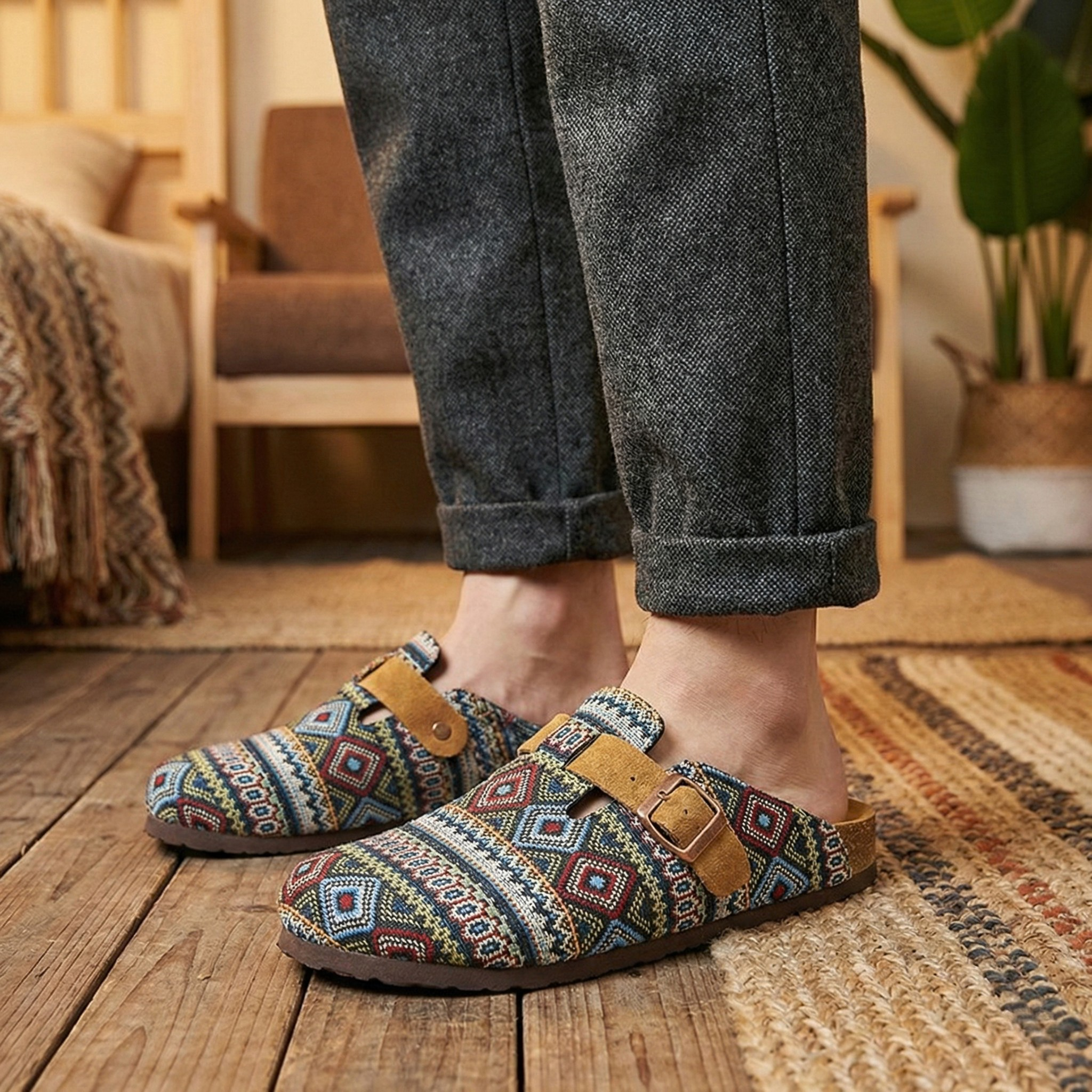 Hudson Canvas Cork Footbed Clogs