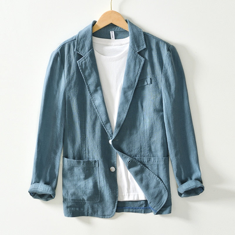 Cavendish Linen Notched-Lapel Blazer