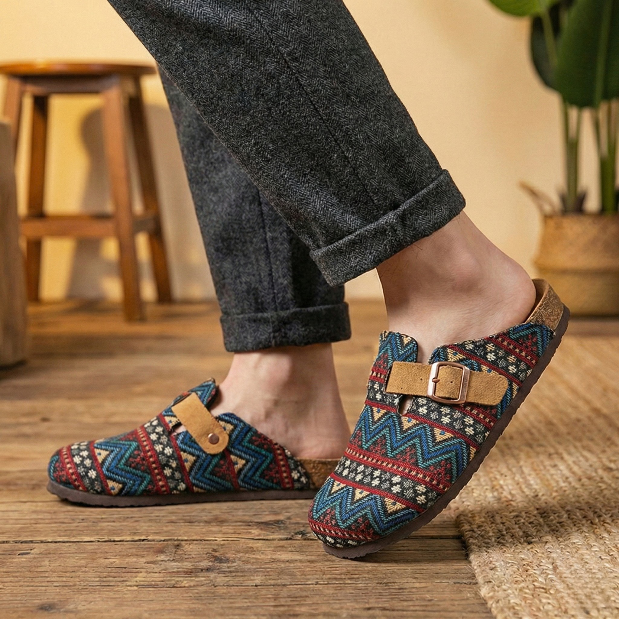 Hudson Canvas Cork Footbed Clogs