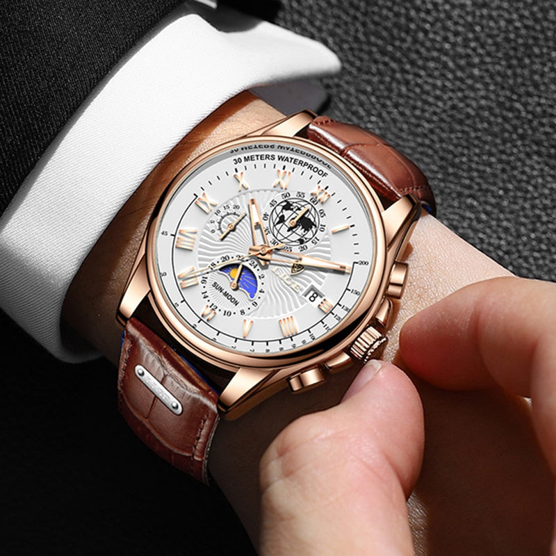 Harlow Leather Chronograph Watch