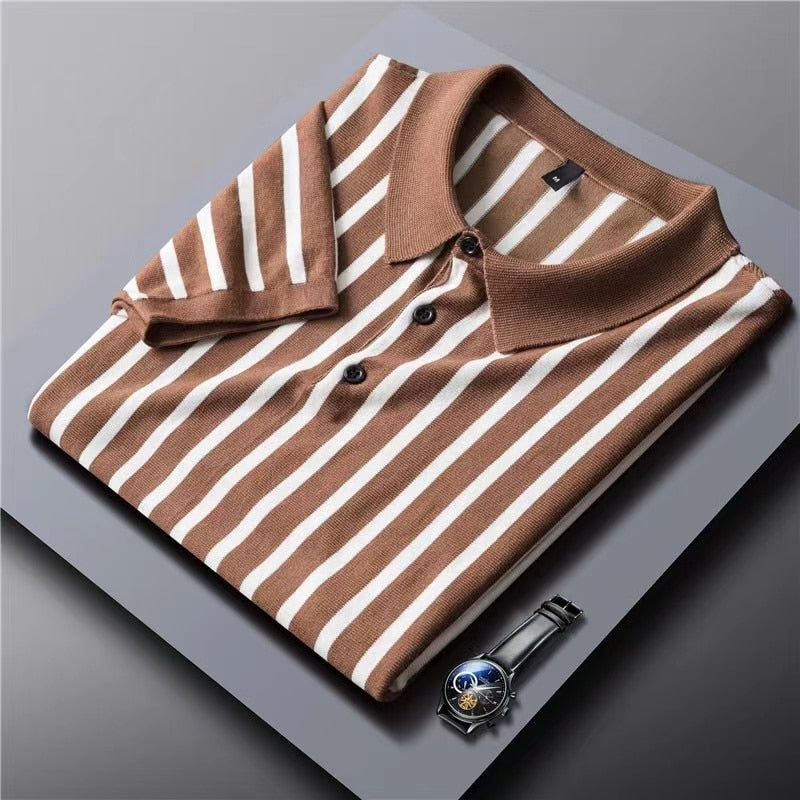 Ravello Striped Viscose Polo Shirt