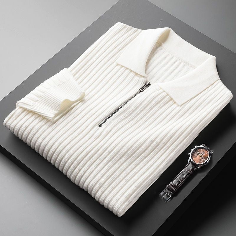Caliston Acrylic Blend Zip-Up Polo Sweater