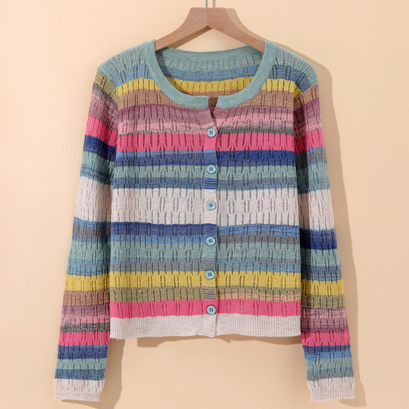 Sorento Striped Cotton Knit Cardigan
