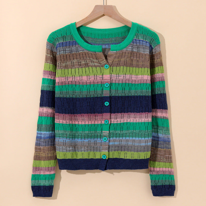 Sorento Striped Cotton Knit Cardigan