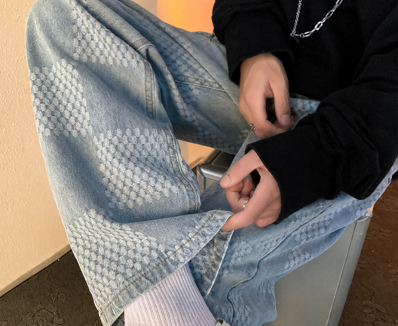 Veston Checkered Straight-Leg Pants