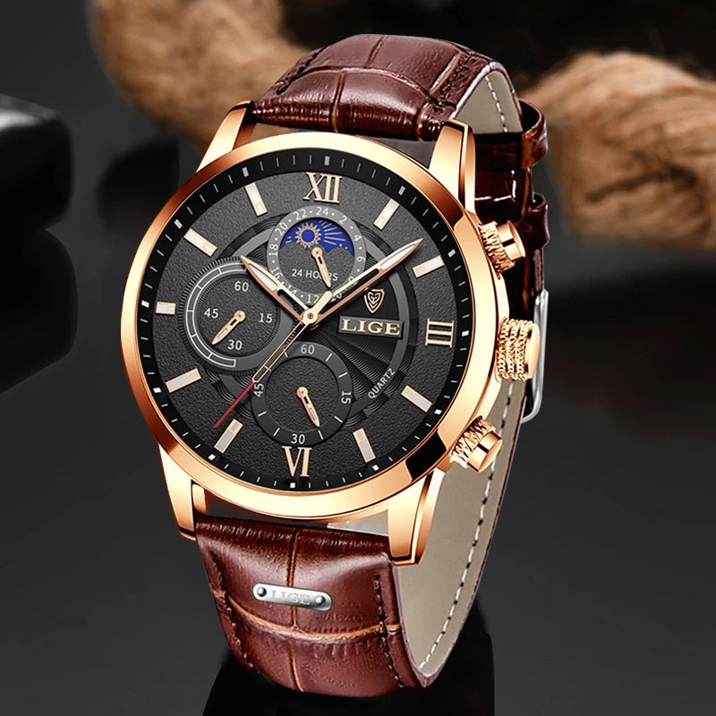 Ashton Leather Band Quartz Watch