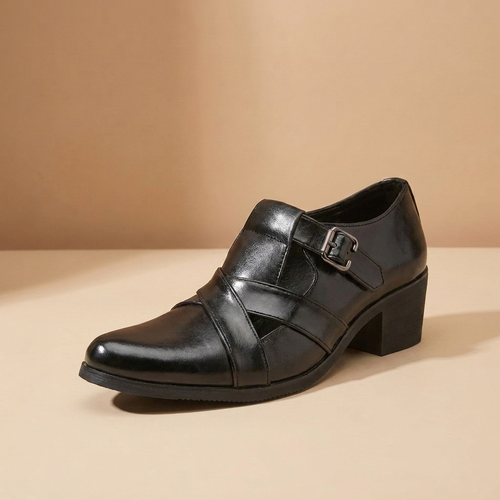 Larkin Men's Low-Top Buckle Shoes — Black