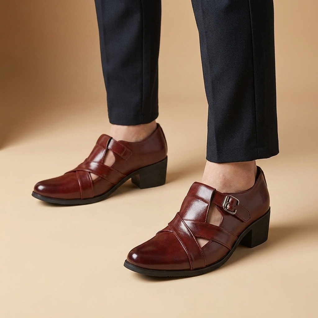 Larkin Men's Low-Top Buckle Shoes — Brown