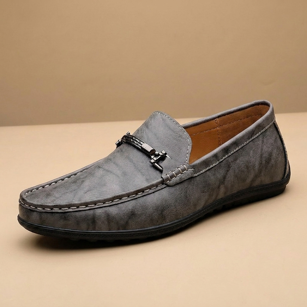 Orion Leather Men's Loafers — Gray