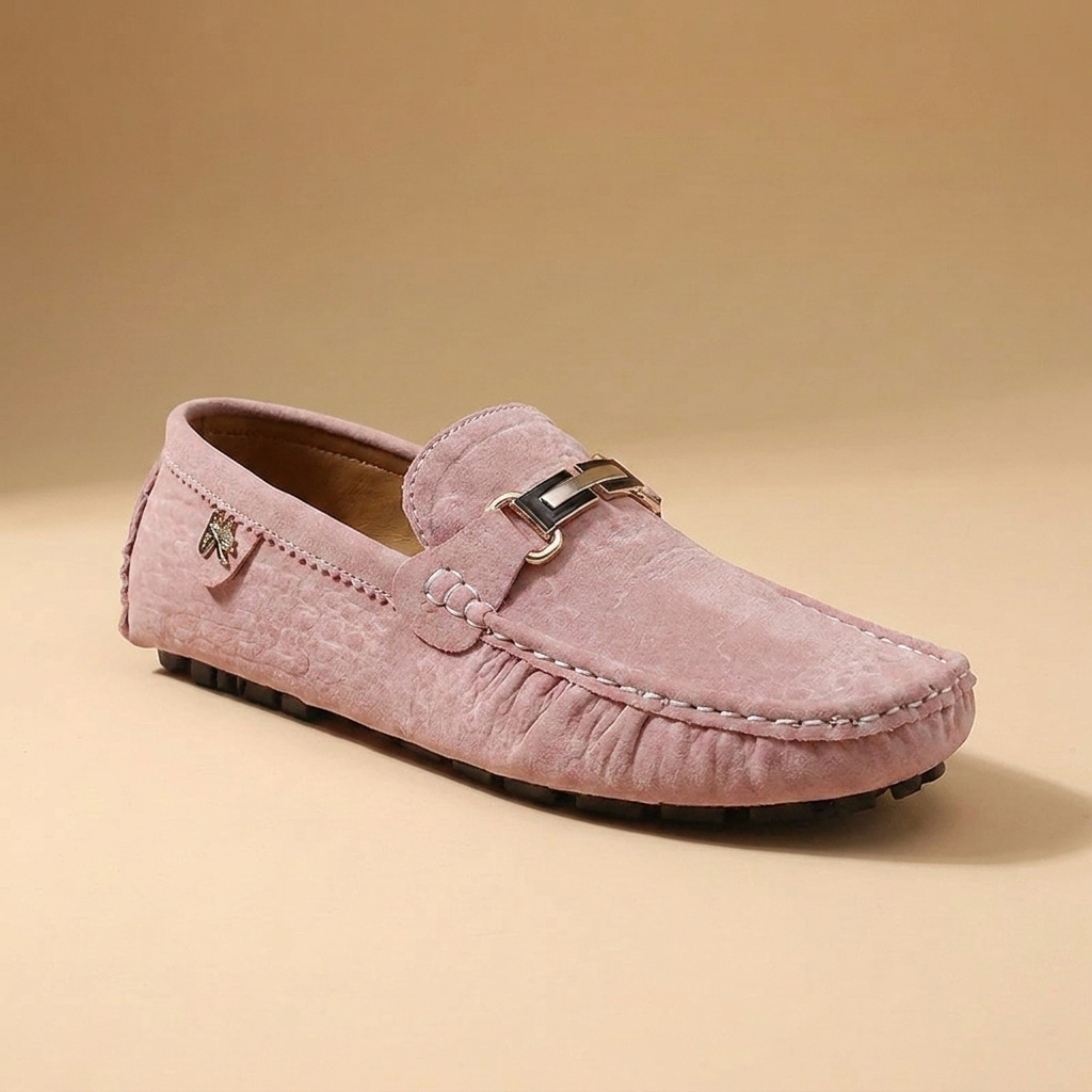Arden Leather Low-Heel Loafers — pink