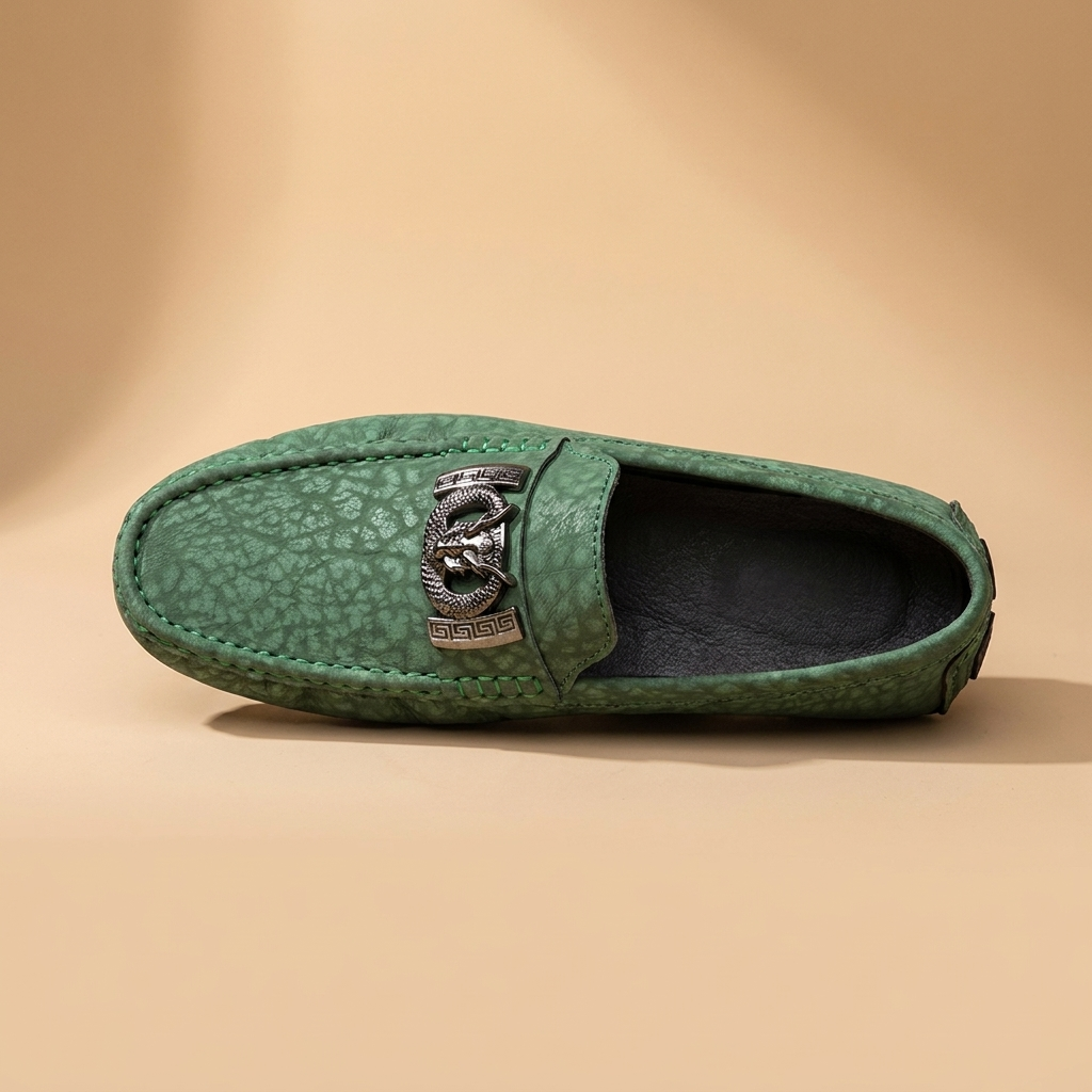 Ashlow Leather Driving Loafers — Green