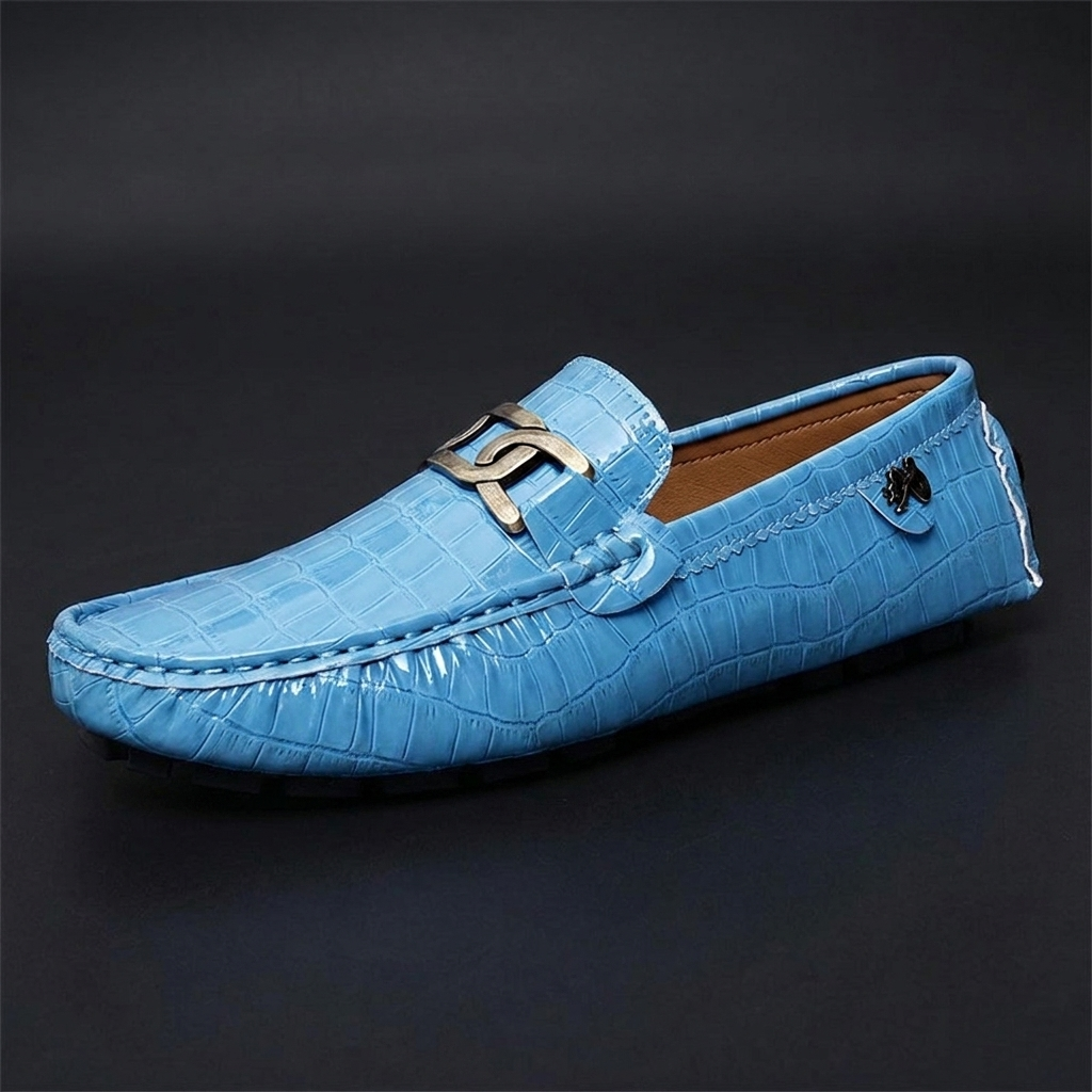 Atlas Leather Slip-On Loafers — Blue