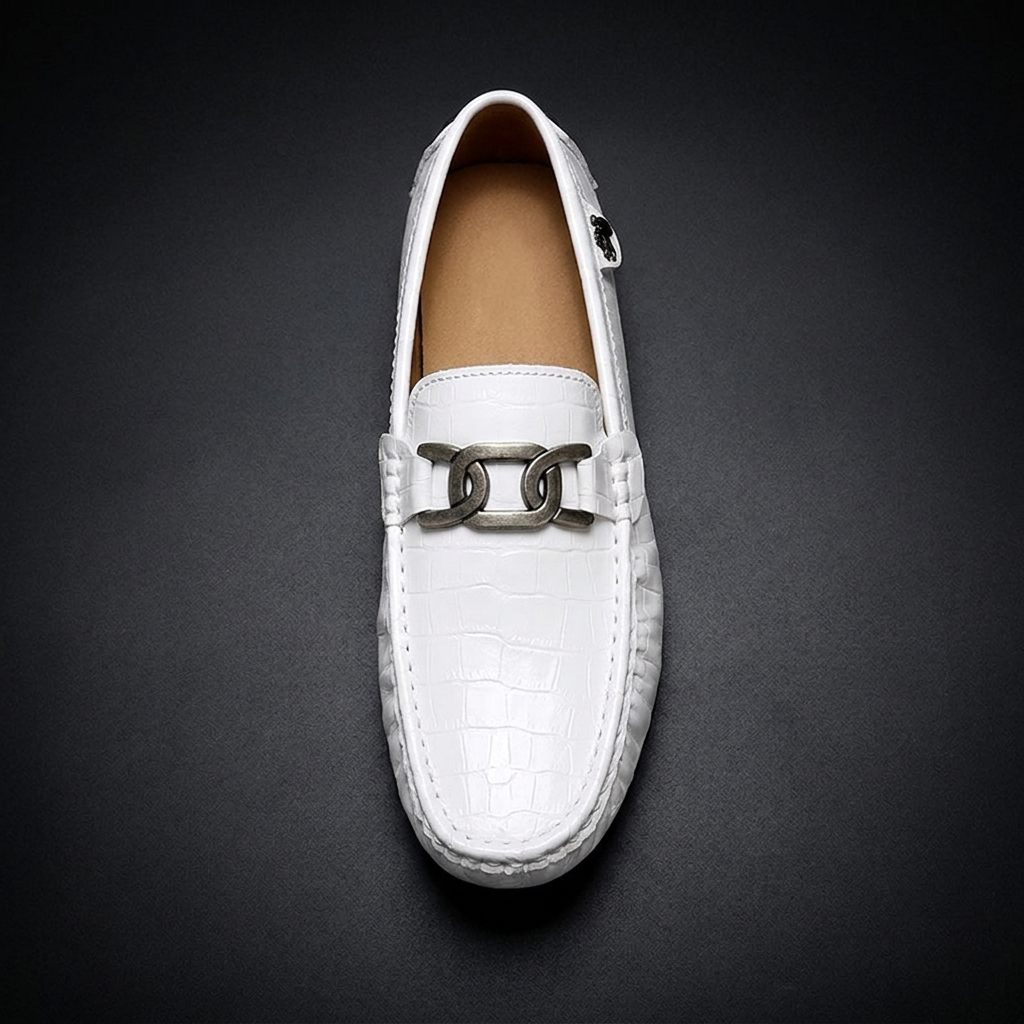 Green leather business loafers
