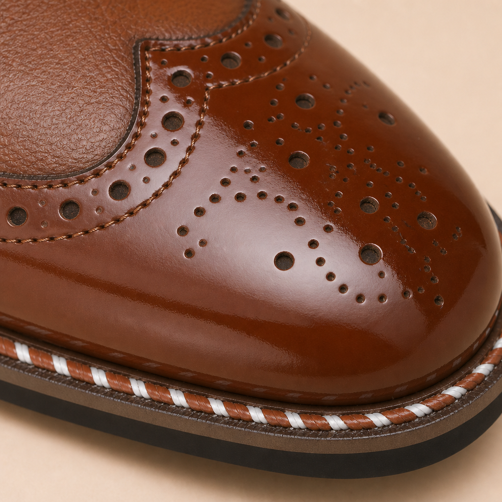 Black leather shoes with low heel