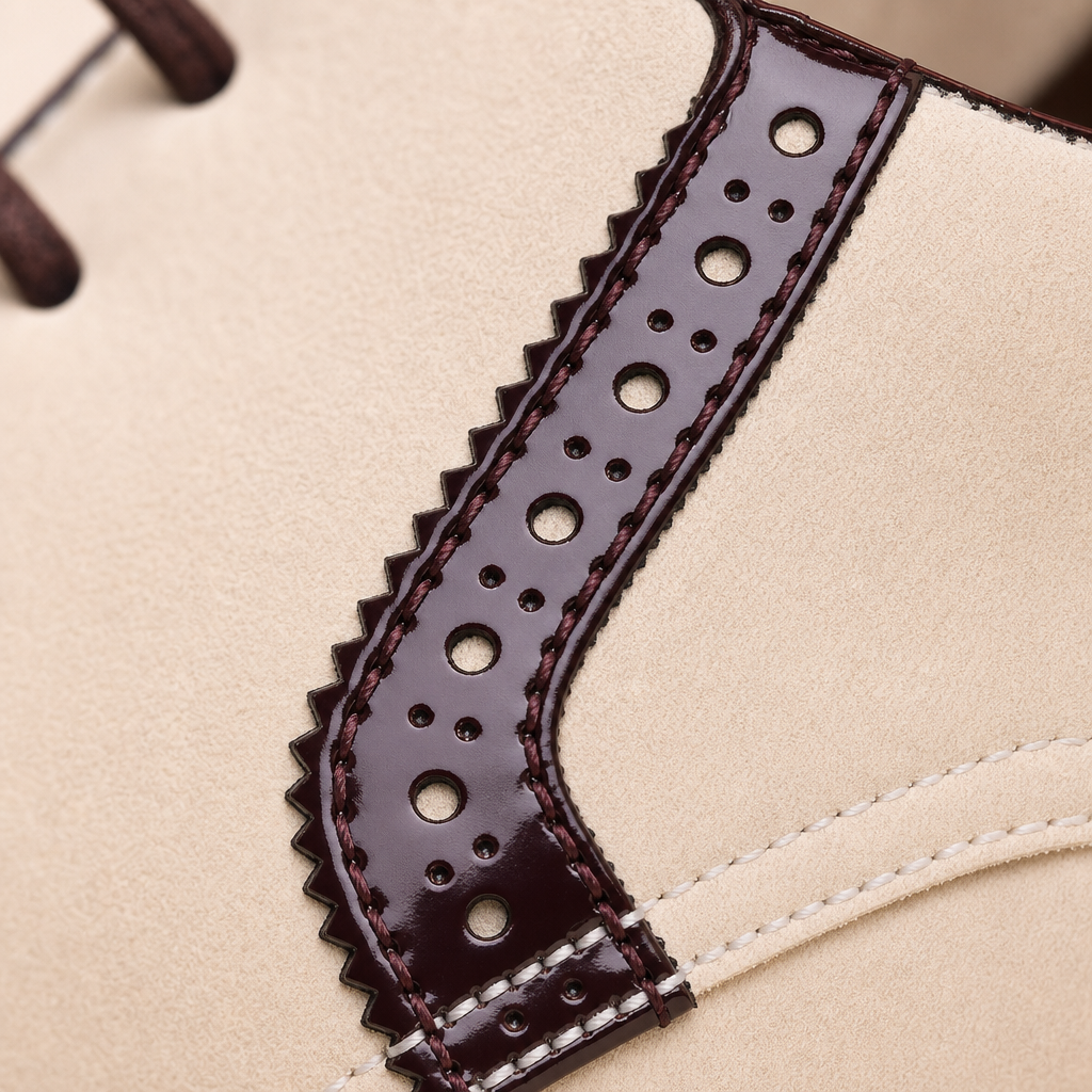 Bramwell Men's Leather Dress Shoes — Cream
