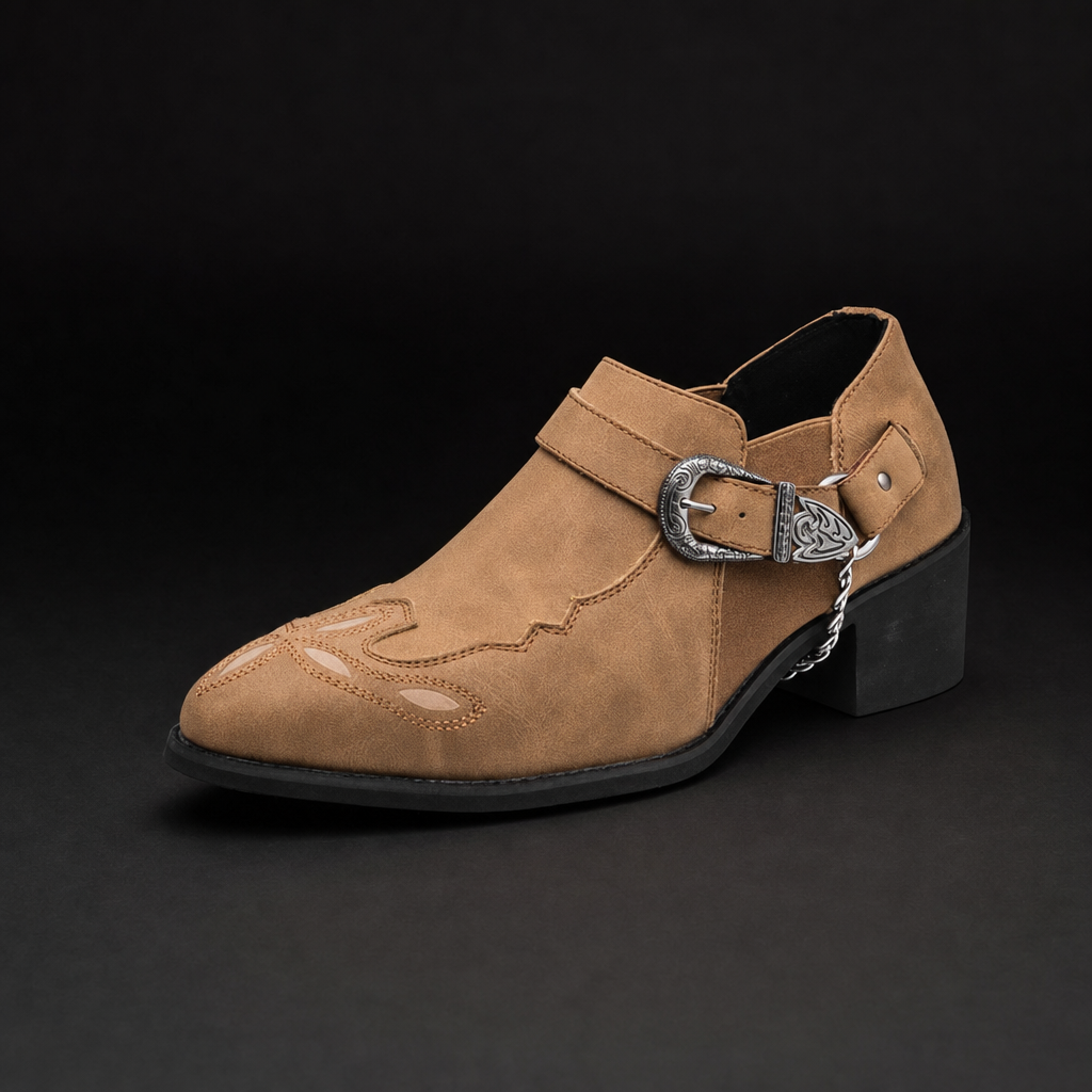 Branson Pointed-Toe Cuban Shoes — Brown