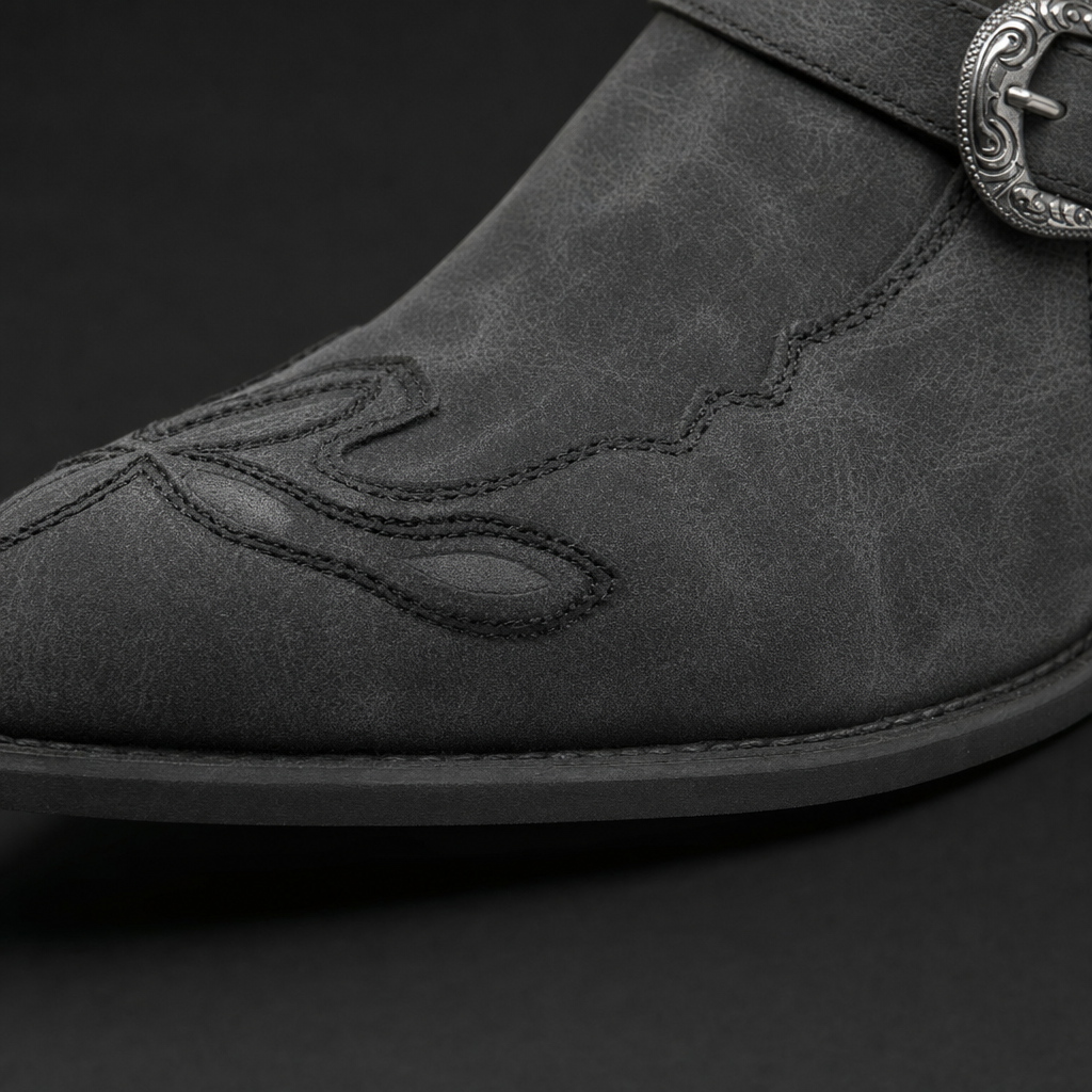 Branson Pointed-Toe Cuban Shoes — Gray
