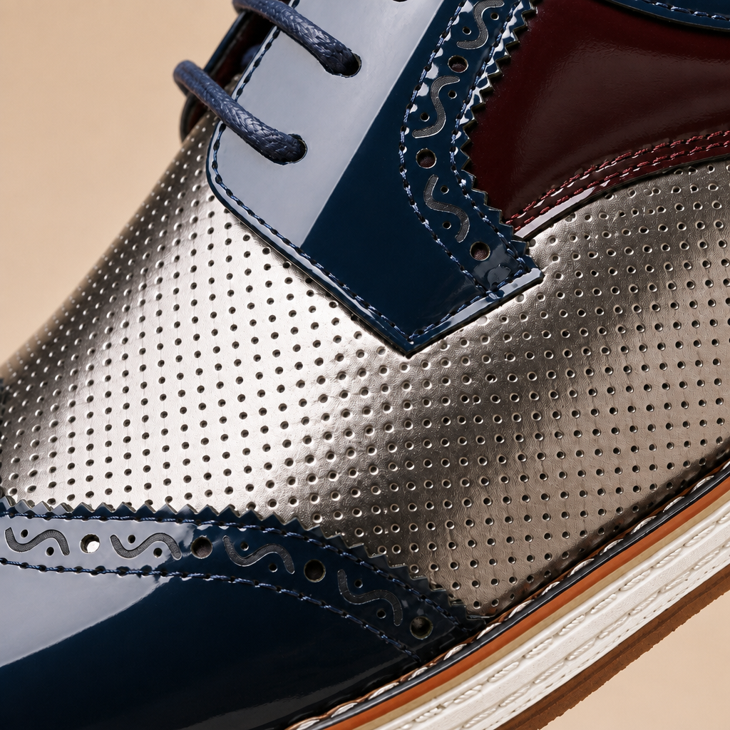 Caden Men's Leather Oxford Brogues — Blue
