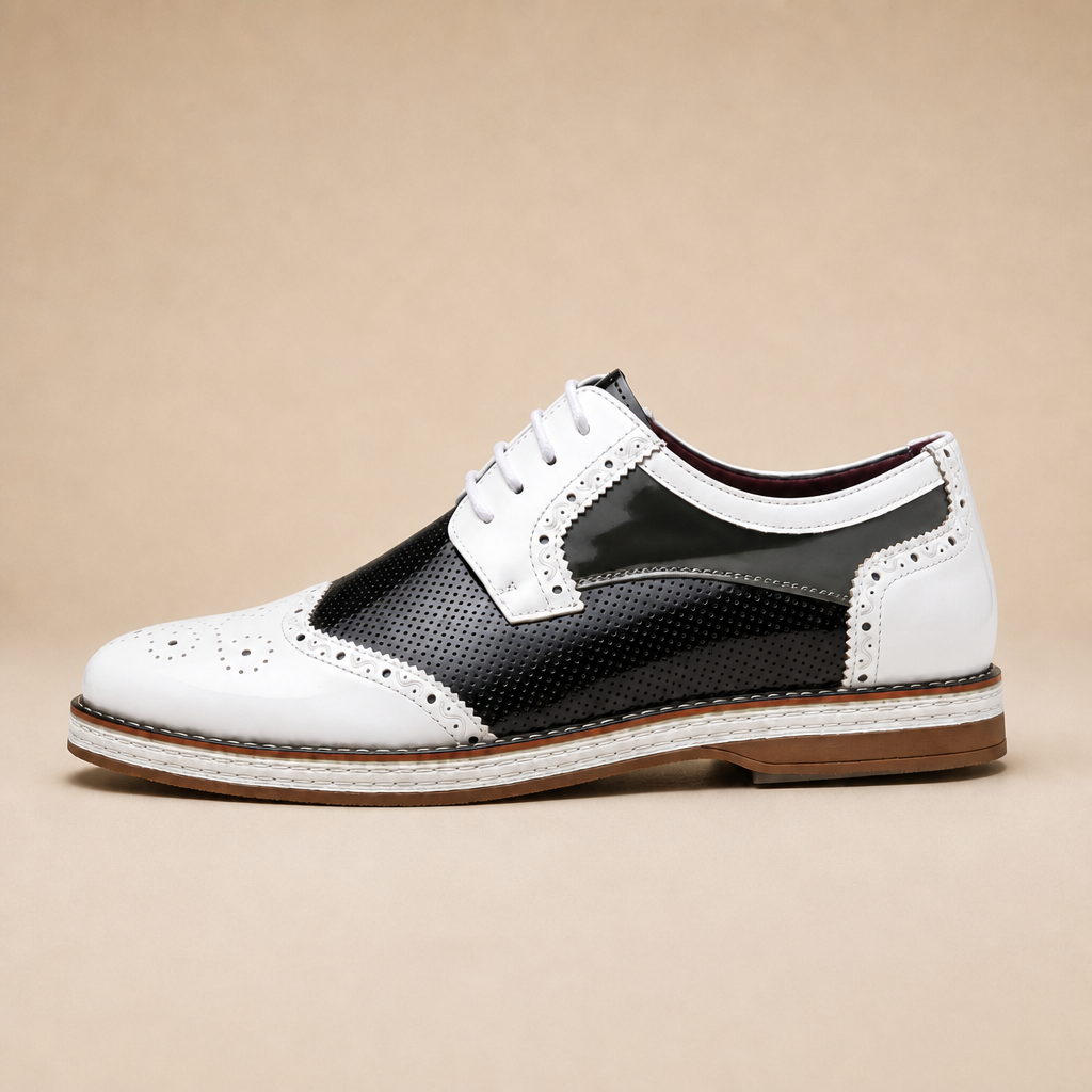 Black leather oxford with brogue detailing