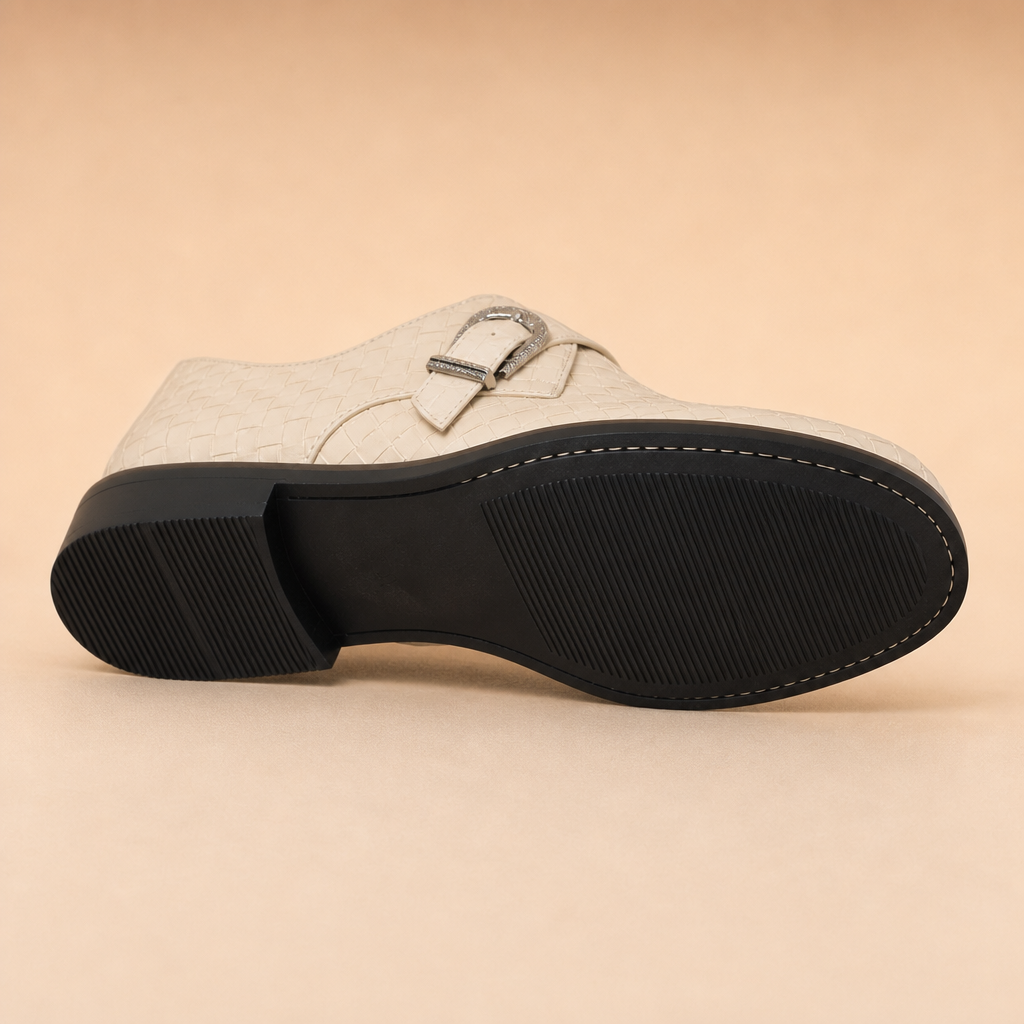 Dawson Men's Leather Pointed-Toe Loafers — Cream