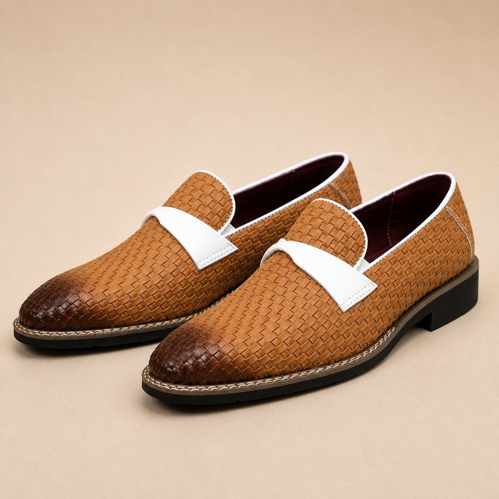 Men's leather slip-on loafers in brown