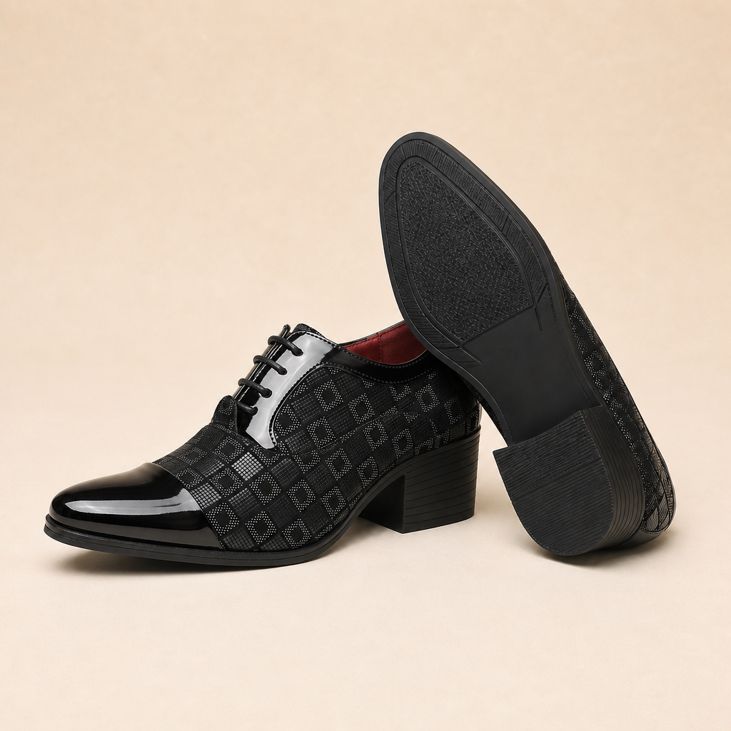 Grayson Leather Pointed-Toe Shoes — Black