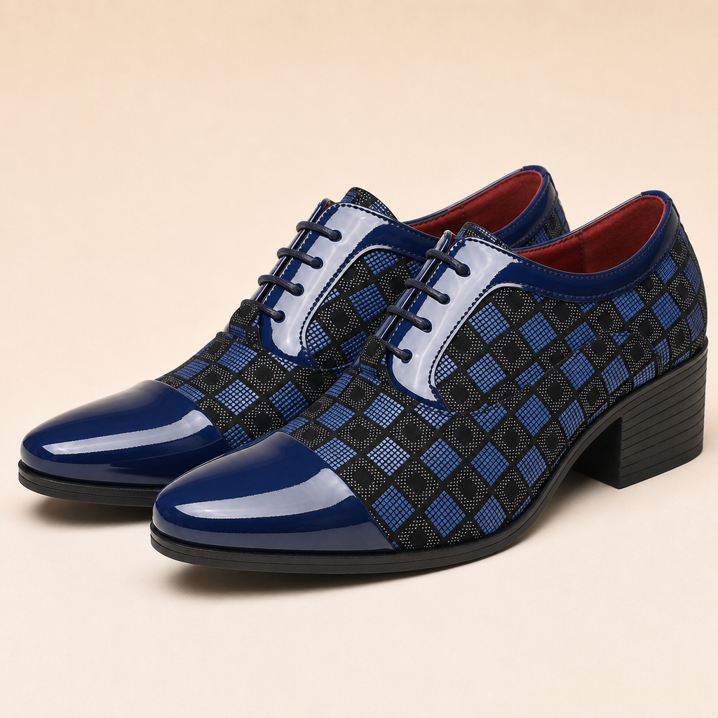 Grayson Leather Pointed-Toe Shoes — Blue