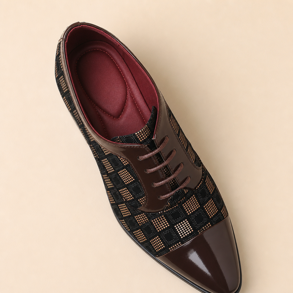 Blue leather slip-on dress shoes for men